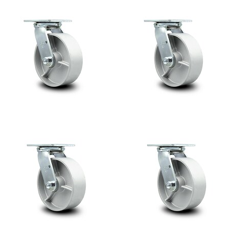 Service Caster 6 Inch Semi Steel Swivel Caster Set with Roller Bearing and Swivel Lock SCC SCC-30CS620-SSR-BSL-4